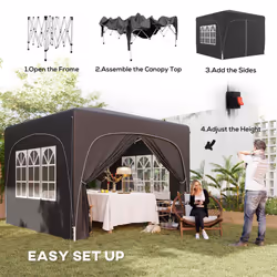 Outsunny 3 x 3(m) UPF50+ Pop Up Gazebo with Sides and Carry Bag, Black