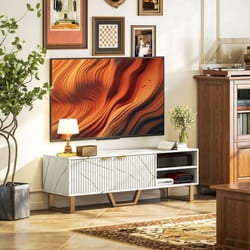 HOMCOM TV Unit, TV Stand Cabinet with Shelves and Storage Cupboard, White