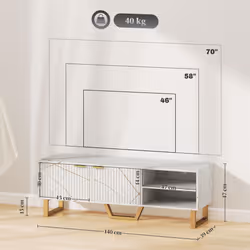 HOMCOM TV Unit, TV Stand Cabinet with Shelves and Storage Cupboard, White