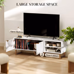 HOMCOM TV Unit, TV Stand Cabinet with Shelves and Storage Cupboard, White - Additional view 4