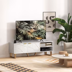 HOMCOM TV Unit, TV Stand Cabinet with Shelves and Storage Cupboard, White - Additional view 7