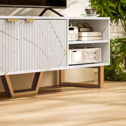 HOMCOM TV Unit, TV Stand Cabinet with Shelves and Storage Cupboard, White - Additional view 8