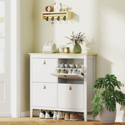 HOMCOM 4 Drawer Shoe Cabinet with Flip Doors for Hallway, Entryway, White