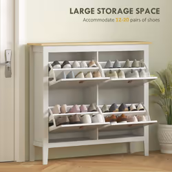 HOMCOM 4 Drawer Shoe Cabinet with Flip Doors for Hallway, Entryway, White