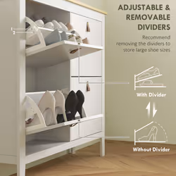 HOMCOM 4 Drawer Shoe Cabinet with Flip Doors for Hallway, Entryway, White - Additional view 4