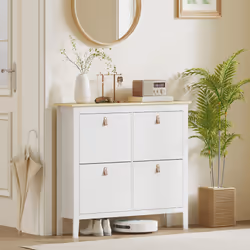 HOMCOM 4 Drawer Shoe Cabinet with Flip Doors for Hallway, Entryway, White - Additional view 7