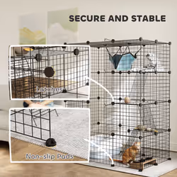 PawHut Four-Tier Indoor Cat Cage, DIY Cat Playpen with Hammock, Ramps - Additional view 6