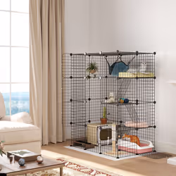 PawHut Four-Tier Indoor Cat Cage, DIY Cat Playpen with Hammock, Ramps - Additional view 8