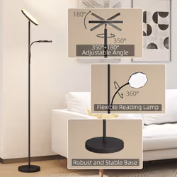 HOMCOM Floor Lamp for Living Room, Standing Lamp with 4 Scene Modes, Black - Additional view 5
