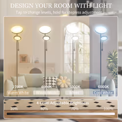 HOMCOM Floor Lamp for Living Room, Standing Lamp with 4 Scene Modes, Black - Additional view 7