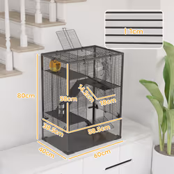 PawHut 4 Tiers Hamster Cage with Deep Tempered Glass Bottom, 60 x 40 x 80cm - Additional view 5