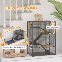 PawHut 4 Tiers Hamster Cage with Deep Tempered Glass Bottom, 60 x 40 x 80cm - Additional view 6