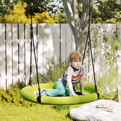 AIYAPLAY Nest Swing Set, 100cm Saucer Tree Swing Set for Kids, Green