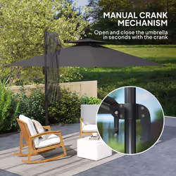 Outsunny 2.5m Cantilever Parasol, Garden Parasol with Lights, Dark Grey - Additional view 4