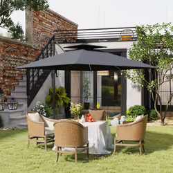 Outsunny 2.5m Cantilever Parasol, Garden Parasol with Lights, Dark Grey - Additional view 7