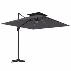 Outsunny 2.5m Cantilever Parasol, Garden Parasol with Lights, Dark Grey - Additional view 8