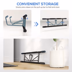 SPORTNOW Pull Up Bar Doorway, Push Up Stand w/ Resistance Bands, Blue