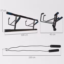 SPORTNOW Pull Up Bar Doorway, Push Up Stand w/ Resistance Bands, Blue - Additional view 7