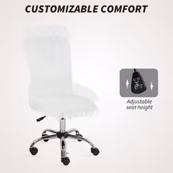 HOMCOM Armless Makeup Vanity Chair, 360 wivel Computer Chair, White - Additional view 5