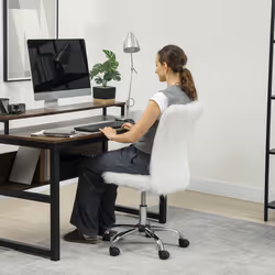 HOMCOM Armless Makeup Vanity Chair, 360 wivel Computer Chair, White - Additional view 8