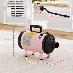 PawHut 2200W Dog Hair Dryer with Adjustable Temperature & Velocity, Pink