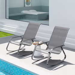 Outsunny 2PCS Garden Rocking Chairs with Armrests, High Back, Grey