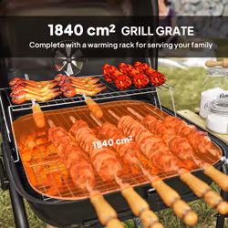Outsunny Charcoal Barbecue Grill Portable BBQ with Lockable Lid, Vent, Red