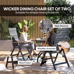 Outsunny Outdoor Folding Dining Chair, Dining Chair, Light Grey