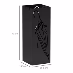 HOMCOM Square Umbrella Holder with Hooks and Water Tray for Entryway Black
