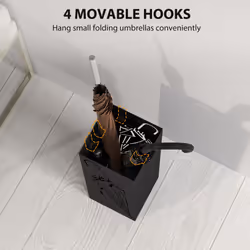 HOMCOM Square Umbrella Holder with Hooks and Water Tray for Entryway Black - Additional view 4