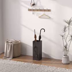 HOMCOM Square Umbrella Holder with Hooks and Water Tray for Entryway Black - Additional view 6