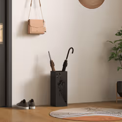 HOMCOM Square Umbrella Holder with Hooks and Water Tray for Entryway Black - Additional view 7
