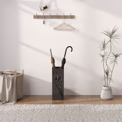 HOMCOM Square Umbrella Holder with Hooks and Water Tray for Entryway Black - Additional view 8