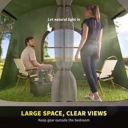 Outsunny 3-4 Man Tunnel Tent with Sewn in Floor, 3000mm Waterproof, Green