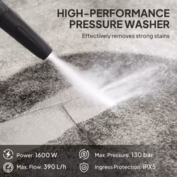 Outsunny 1600W Power Washer 130 Bar Pressure Washer 6M Hose, Nozzle, Green