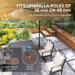 Outsunny Round Garden Parasol Base, Sand/Water Filled Parasol Stand, Black
