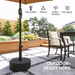 Outsunny Round Garden Parasol Base, Sand/Water Filled Parasol Stand, Black - Additional view 4