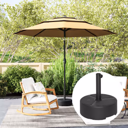 Outsunny Round Garden Parasol Base, Sand/Water Filled Parasol Stand, Black - Additional view 5