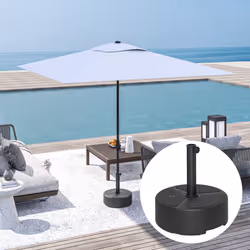 Outsunny Round Garden Parasol Base, Sand/Water Filled Parasol Stand, Black - Additional view 6
