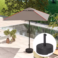 Outsunny Round Garden Parasol Base, Sand/Water Filled Parasol Stand, Black - Additional view 7