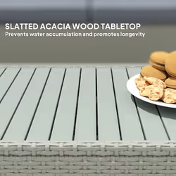 Outsunny 4 Piece Rattan Garden Furniture Set with Cushions, Light Grey - Additional view 5