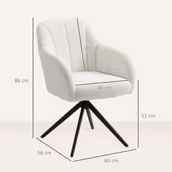HOMCOM 360 Degree Swivel Accent Chair, Teddy Fleece Fabric Armchair, White