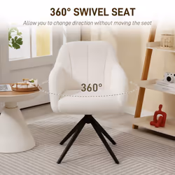 HOMCOM 360 Degree Swivel Accent Chair, Teddy Fleece Fabric Armchair, White - Additional view 4