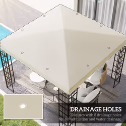 Outsunny 3 x 3(m) Gazebo Canopy Replacement Cover, UPF30+, Cream White