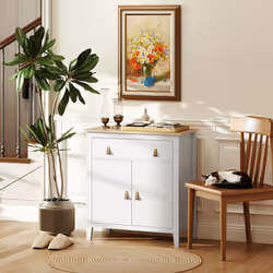 HOMCOM Sideboard with Drawer, Adjustable Shelf for Living Room - White - Additional view 6