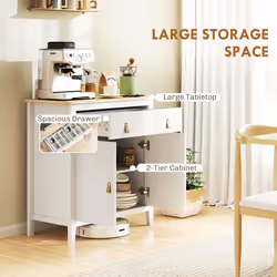 HOMCOM Sideboard with Drawer, Adjustable Shelf for Living Room - White - Additional view 7