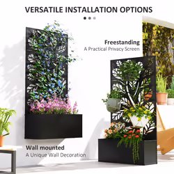 Outsunny Metal Raised Garden Bed with Trellis, Outdoor Elevated Planter Box - Additional view 4