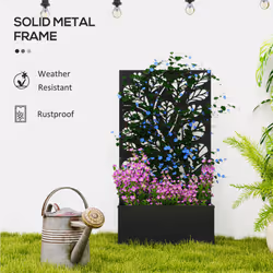 Outsunny Metal Raised Garden Bed with Trellis, Outdoor Elevated Planter Box - Additional view 5