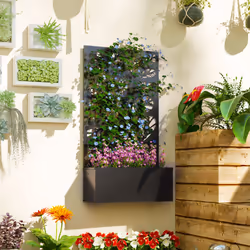 Outsunny Metal Raised Garden Bed with Trellis, Outdoor Elevated Planter Box - Additional view 6