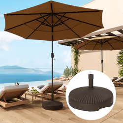 Outsunny Garden Parasol Base, 28kg Sand Filled, 23kg Water Filled, Brown